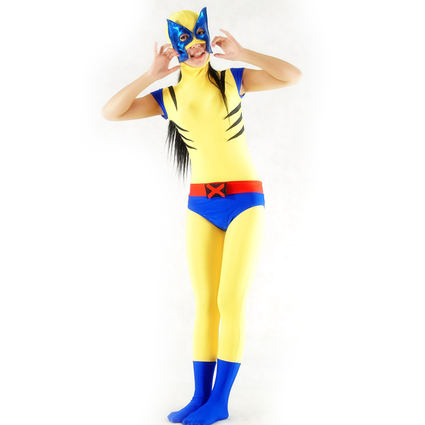 Women's Jumpsuit-styled Yellow Lycra Spandex Sleeveless Back Zip