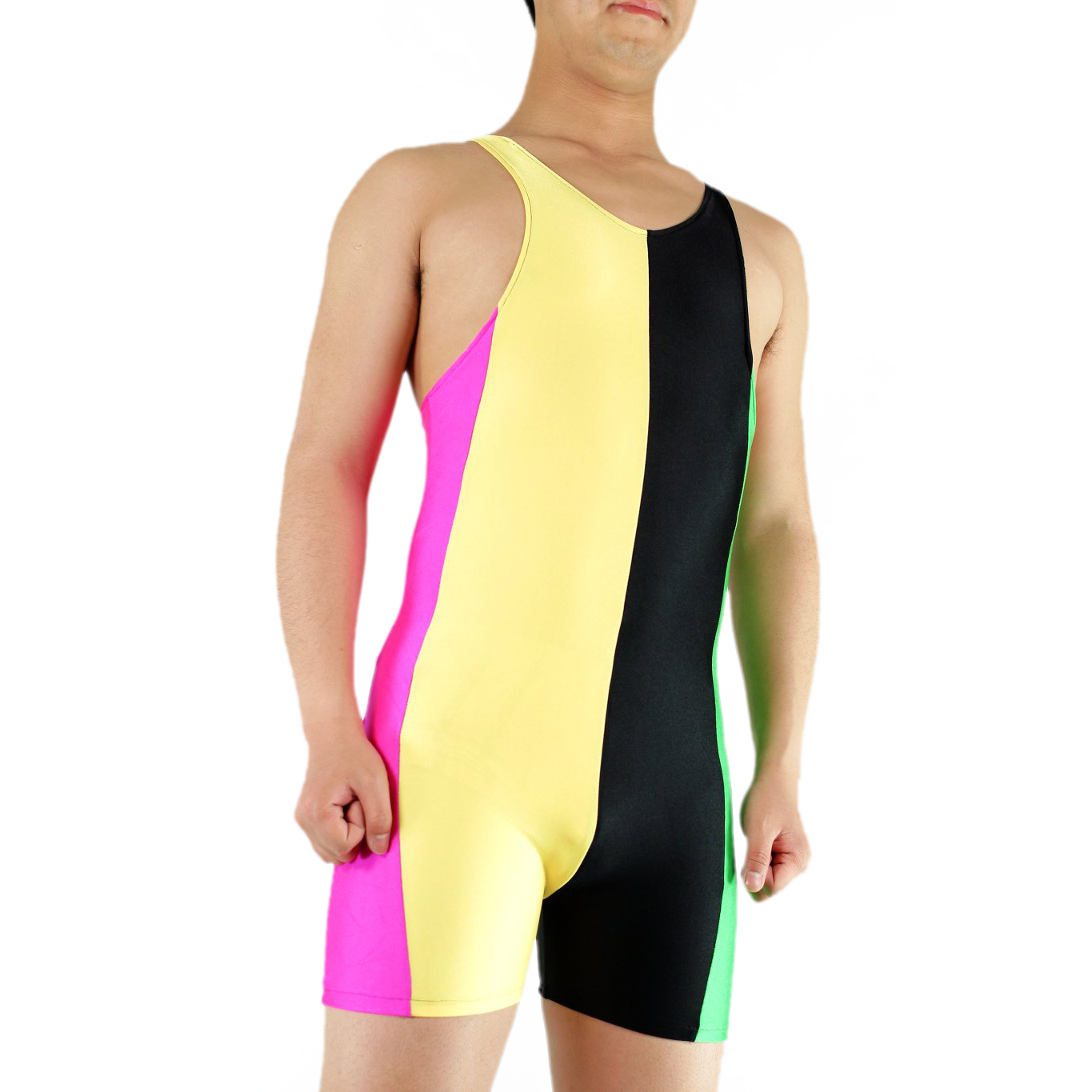 Men's Jumpsuit-styled Multicolor Lycra Spandex Sleeveless Catsui