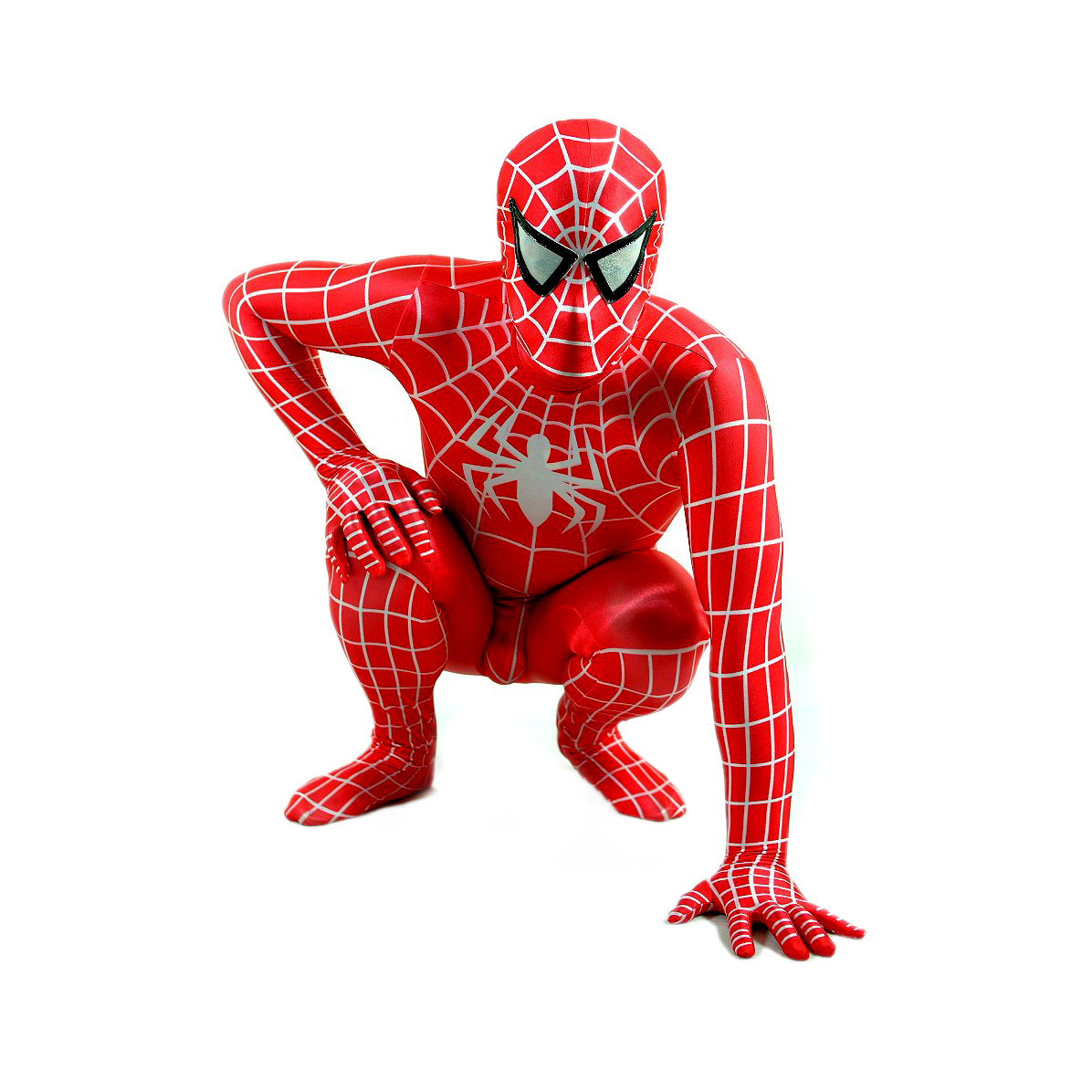 Men's Spiderman Red with White Lycra Spandex Back Zipper Zentai - Click Image to Close