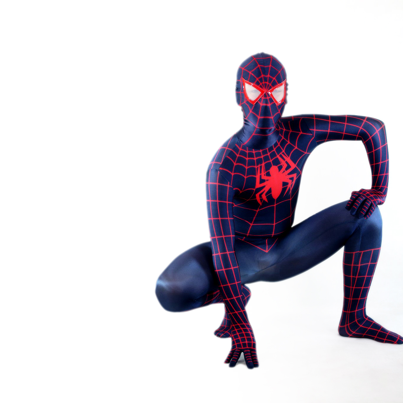 Men's Spiderman Black with Red Lycra Spandex Back Zipper Zentai