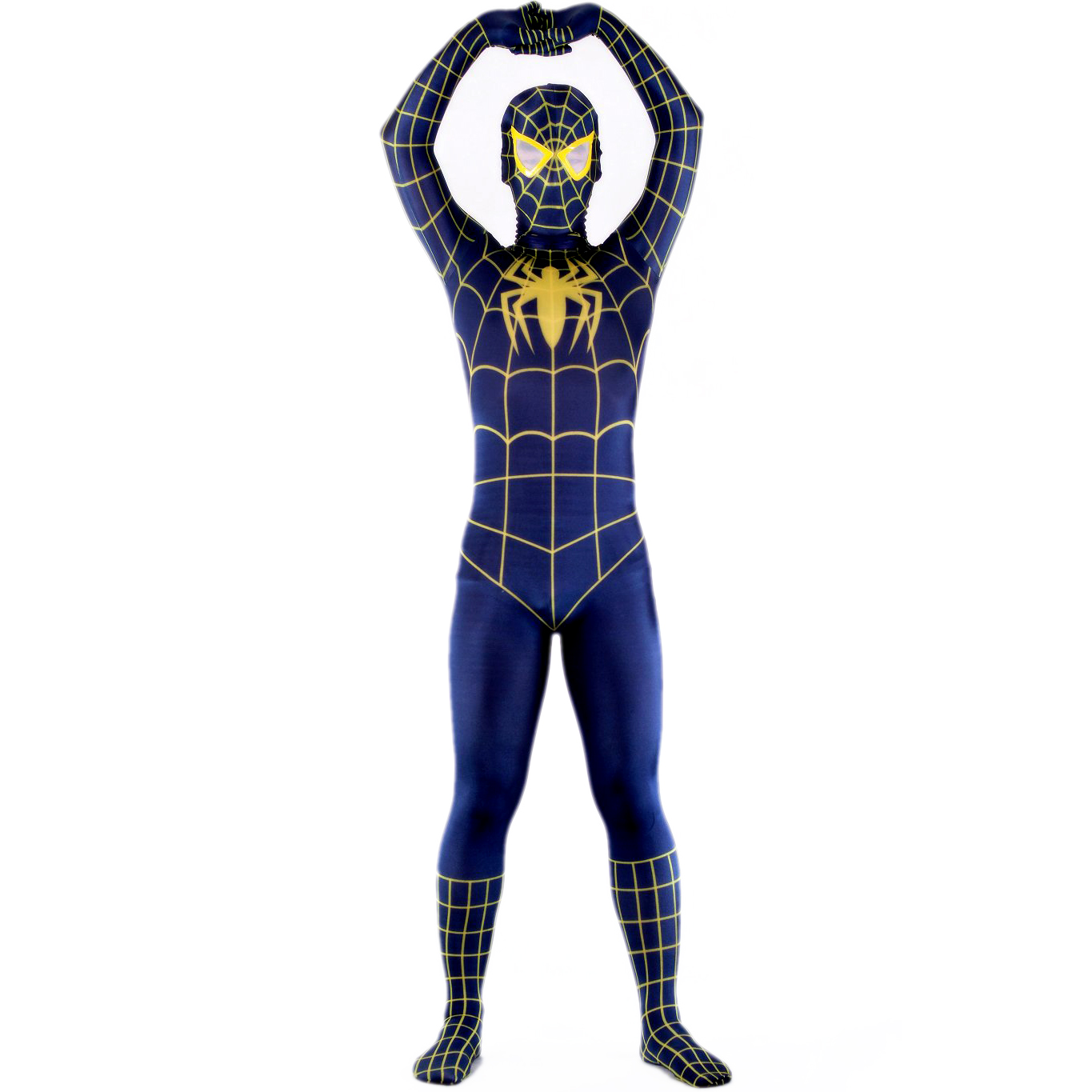 Men's Spiderman Black with Yellow Lycra Spandex Back Zipper Zent - Click Image to Close