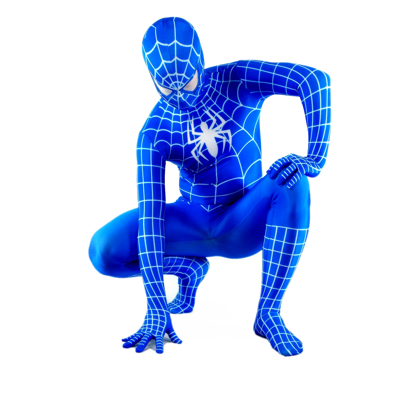 Men's Spiderman Blue with White Lycra Spandex Back Zipper Zentai