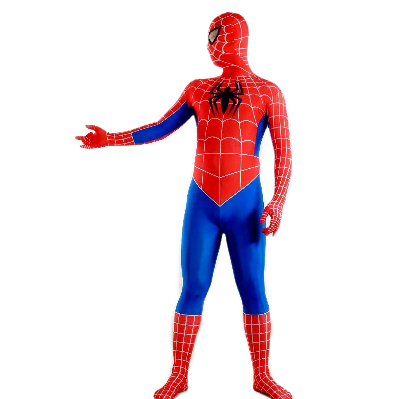 Men's Spiderman Red and Blue Lycra Spandex Back Zipper Zentai Su - Click Image to Close