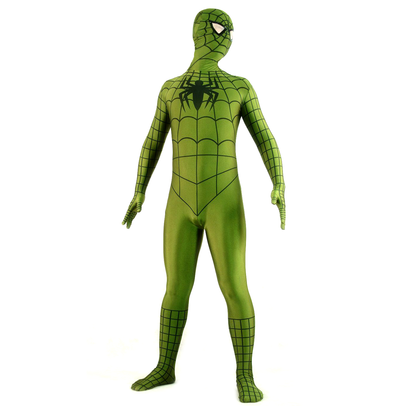 Men's Spiderman Army Green with Black Lycra Spandex Back Zipper - Click Image to Close