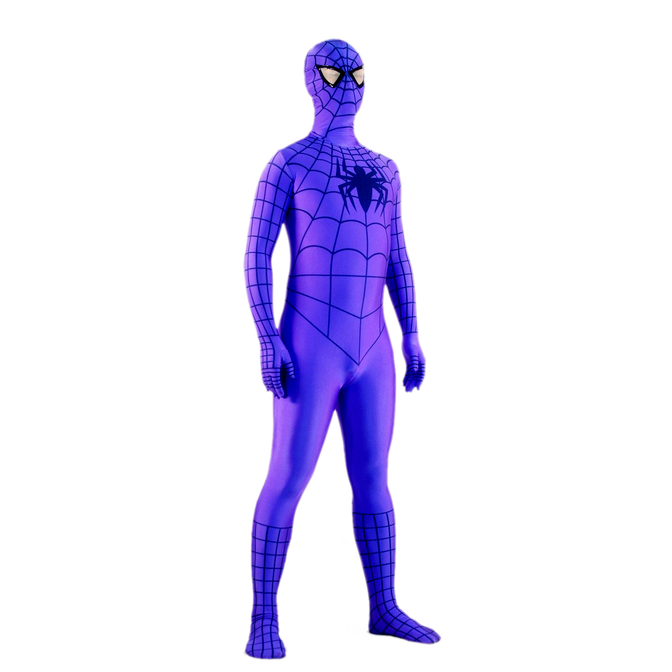 Men's Spiderman Purple with Black Lycra Spandex Back Zipper Zent - Click Image to Close