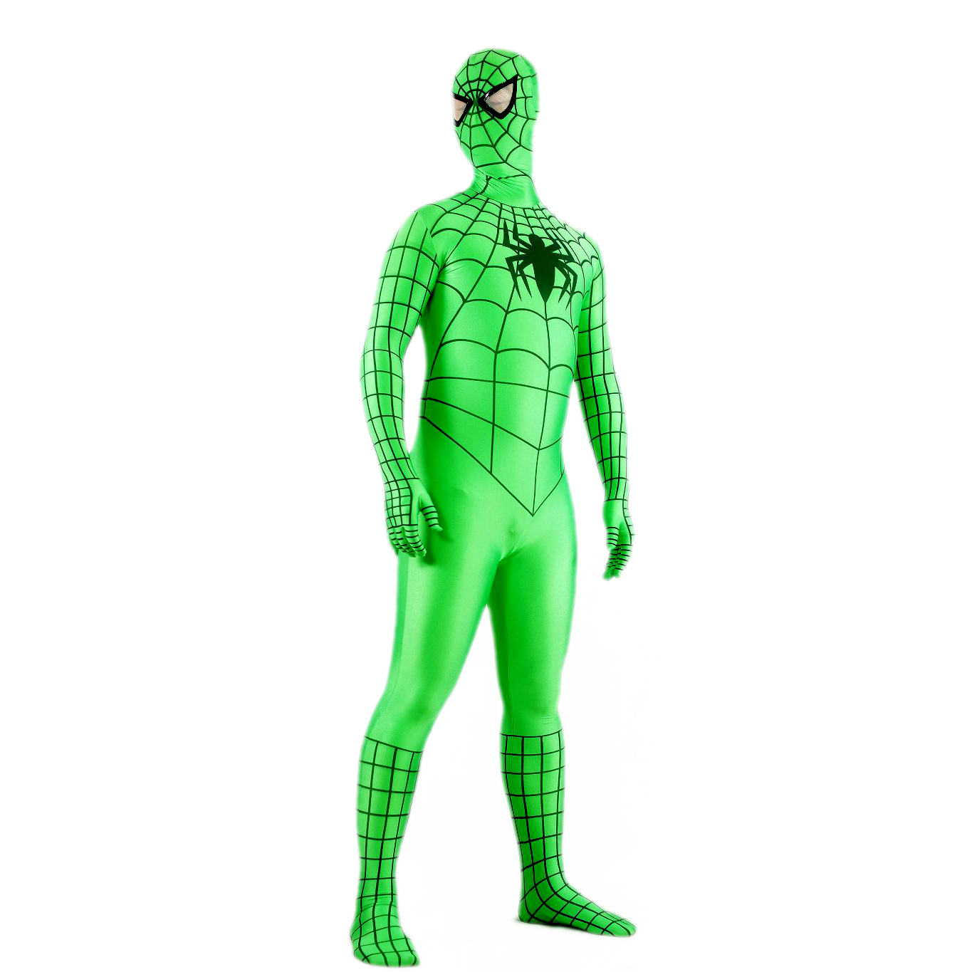 Men's Spiderman Green with Black Lycra Spandex Back Zipper Zenta