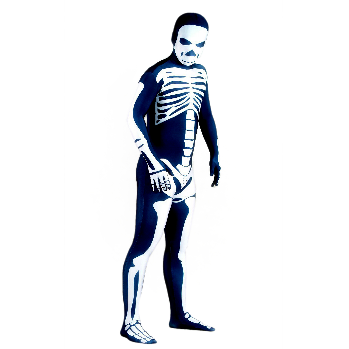 Men's Skeleton Full Body Royalblue with White Lycra Spandex Back - Click Image to Close