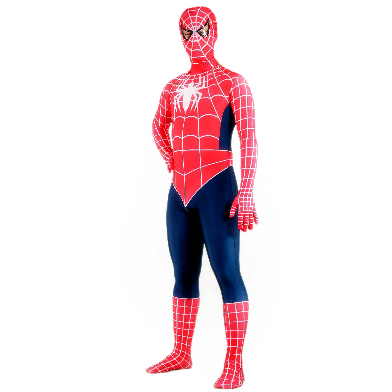 Men's Spiderman Red and Royalblue Lycra Spandex Back Zipper Zent - Click Image to Close