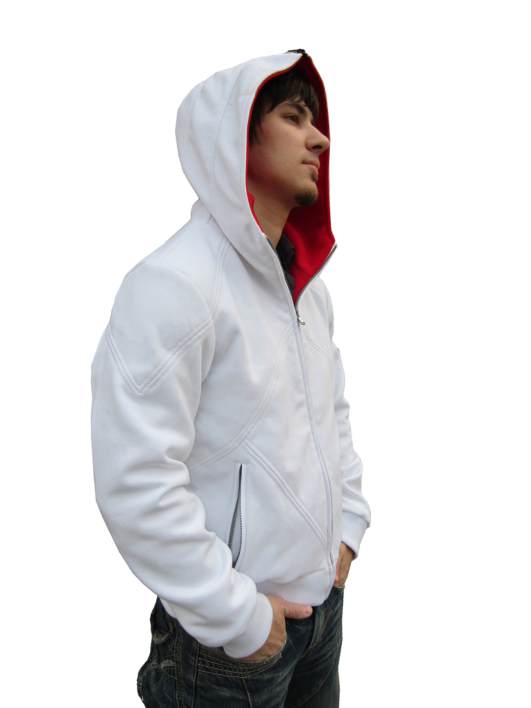 White Assassin's Creed III 3 Desmond Miles Hoodie Cosplay Costum - Click Image to Close