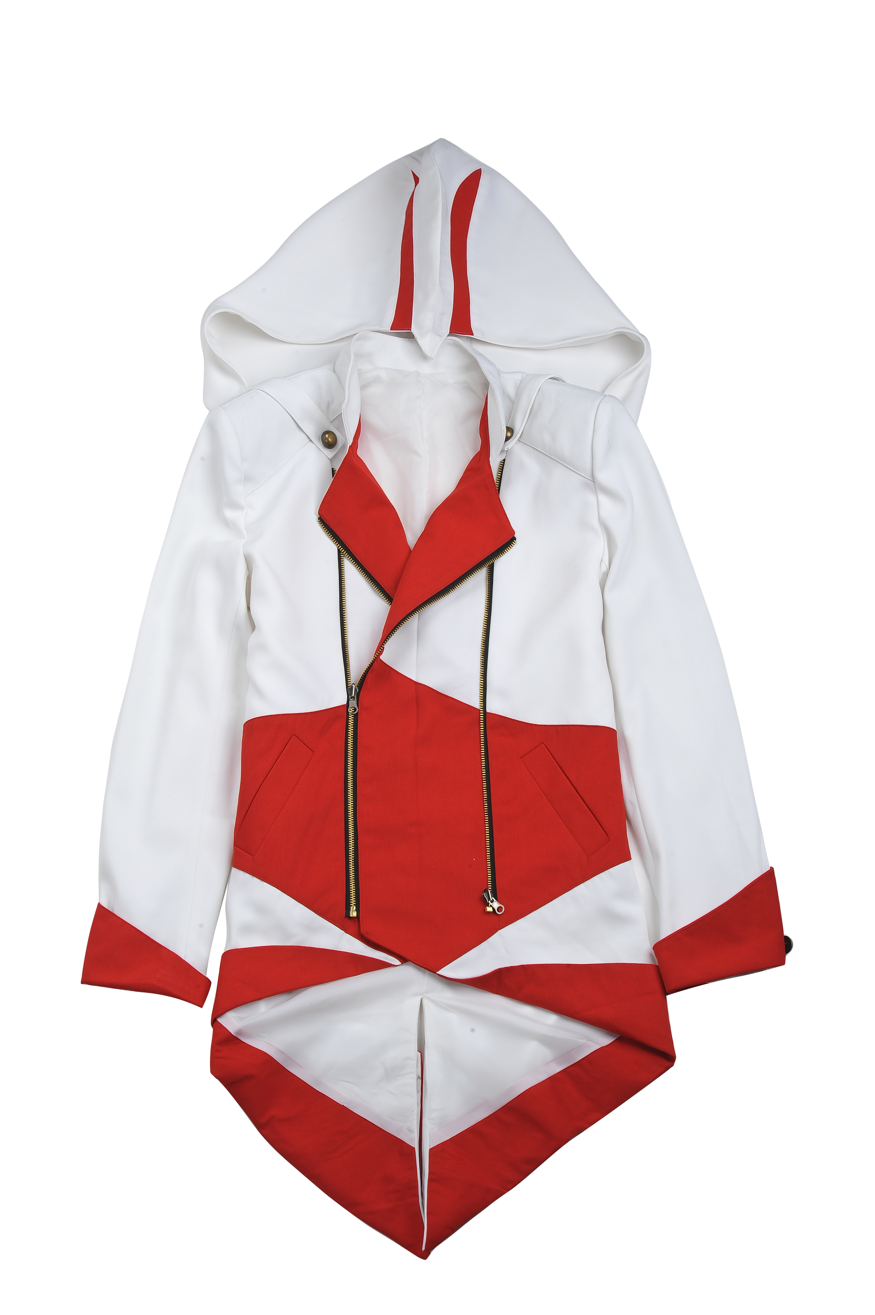 Assassins Creed 3 Connor Kenway Coat Jacket Hoodie White Red - Click Image to Close