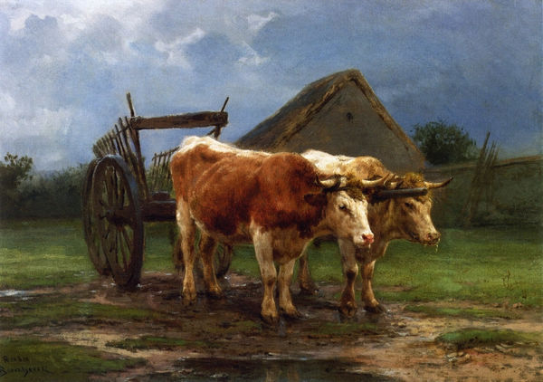 Oxen Pulling a Cart - Click Image to Close