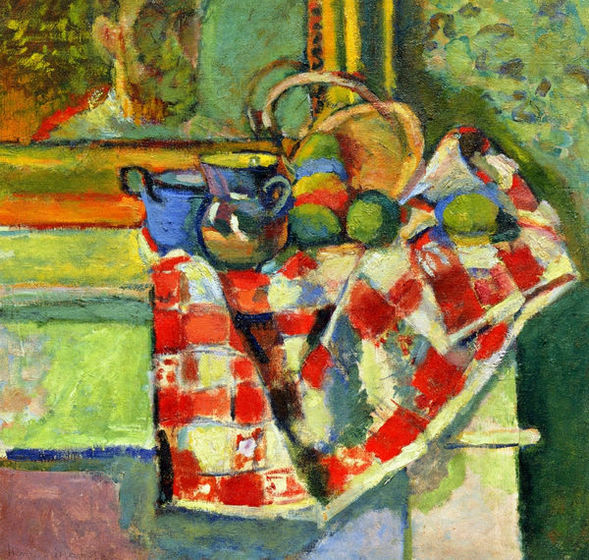 Still Life, Checked Tablecloth - Click Image to Close