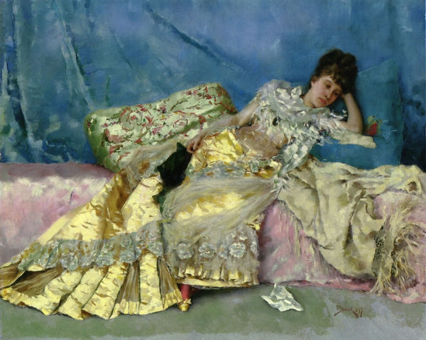 Lady on a Pink Divan - Click Image to Close