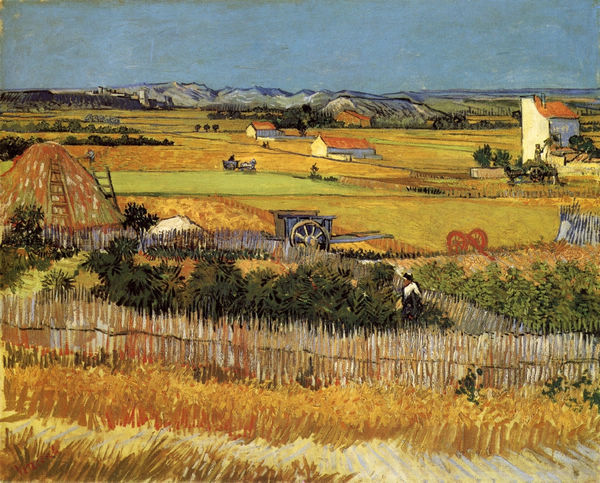 Harvest Landscape with Blue Cart - Click Image to Close