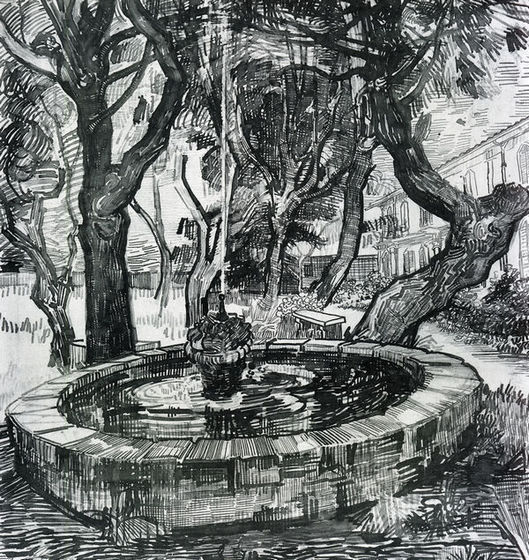 Fountain in the Garden of Saint-Paul Hospital - Click Image to Close