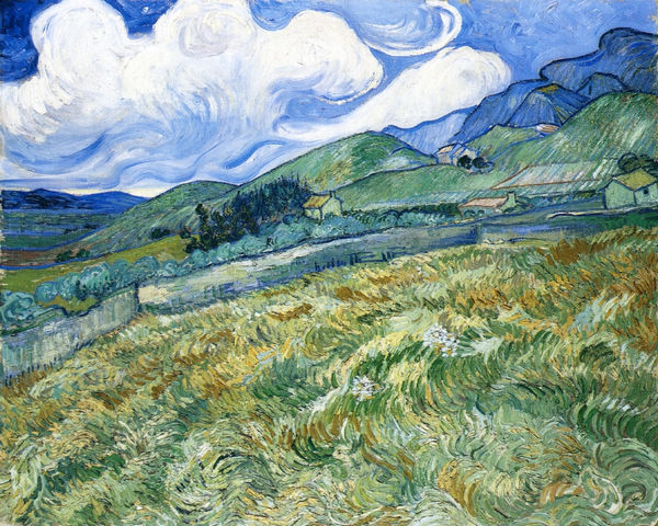 Wheatfield with Mountains in the Background - Click Image to Close