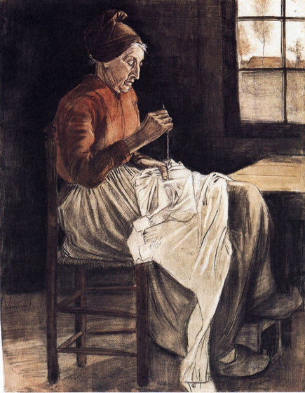 Woman Sewing - Click Image to Close