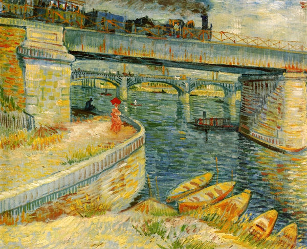 Bridges across the Seine at Asnieres - Click Image to Close