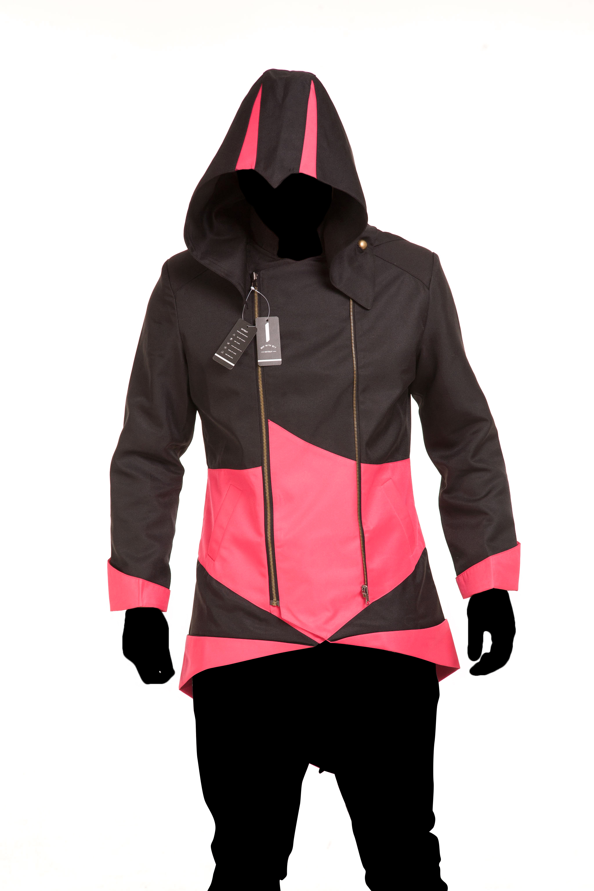 Assassins Creed 3 Connor Kenway Coat Jacket Hoodie Black Fuchsia